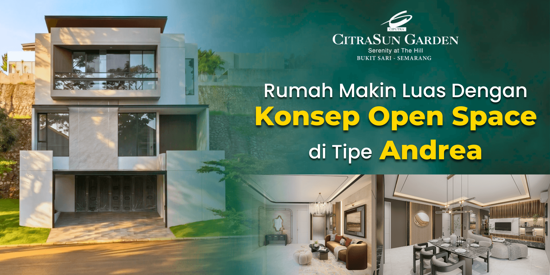 rumah 3 lantai open space